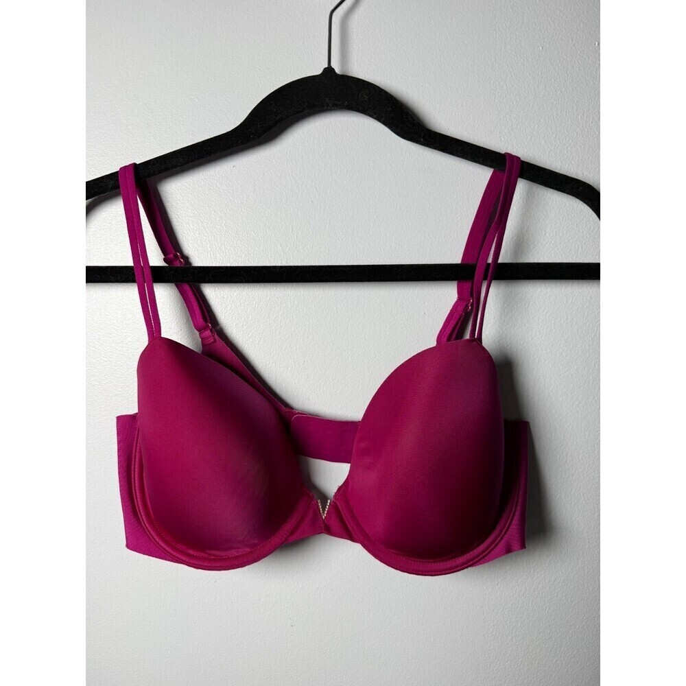 Victoria's Secret Magenta Lined Demi Satin Underwire Bra Gem V Size 34D